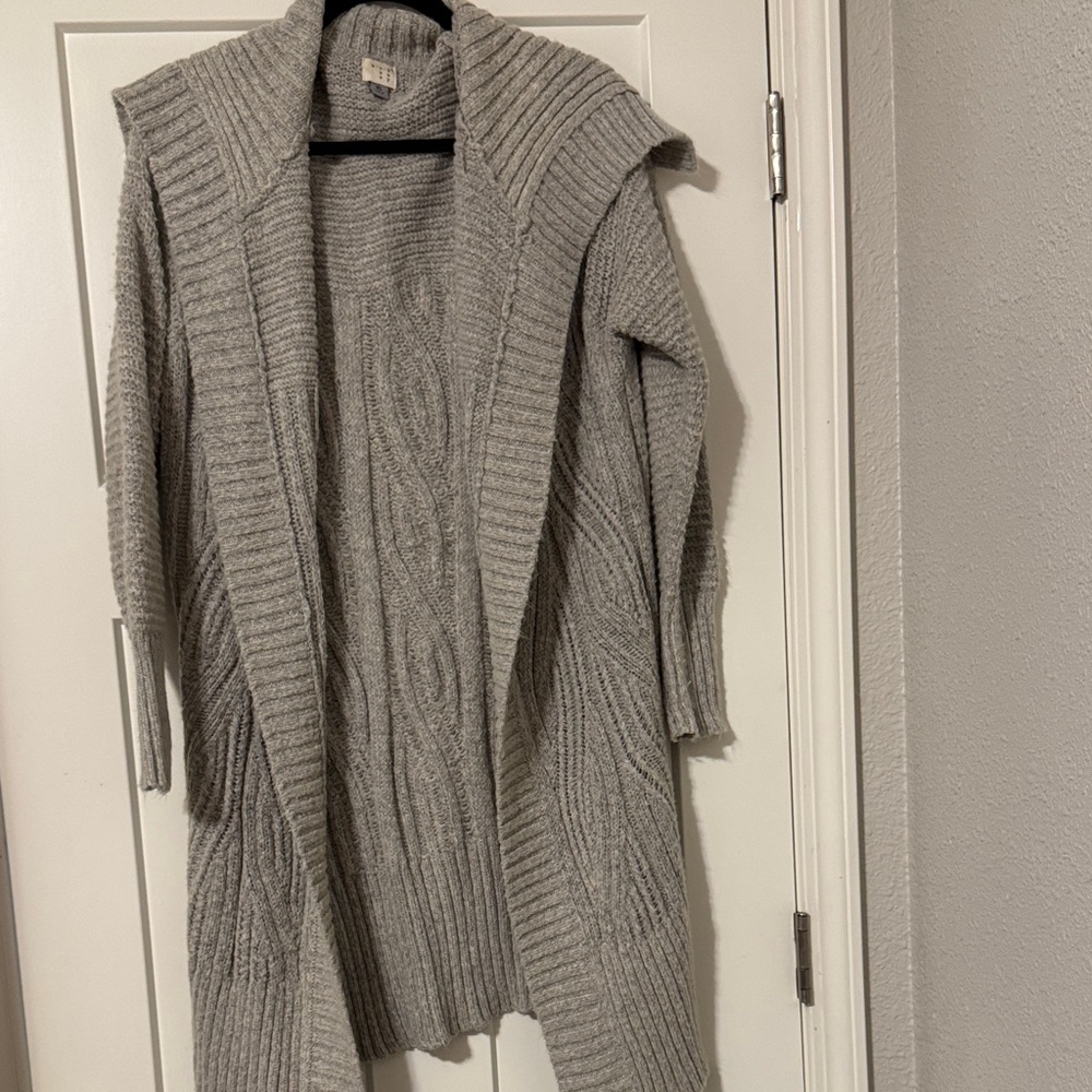 Cozy Gray Cable Knit Sweater